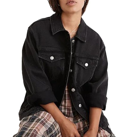 Madewell Jackets & Blazers - NWT Madewell Women's Oversized Trucker Jean Jacket Washed Black Size Small